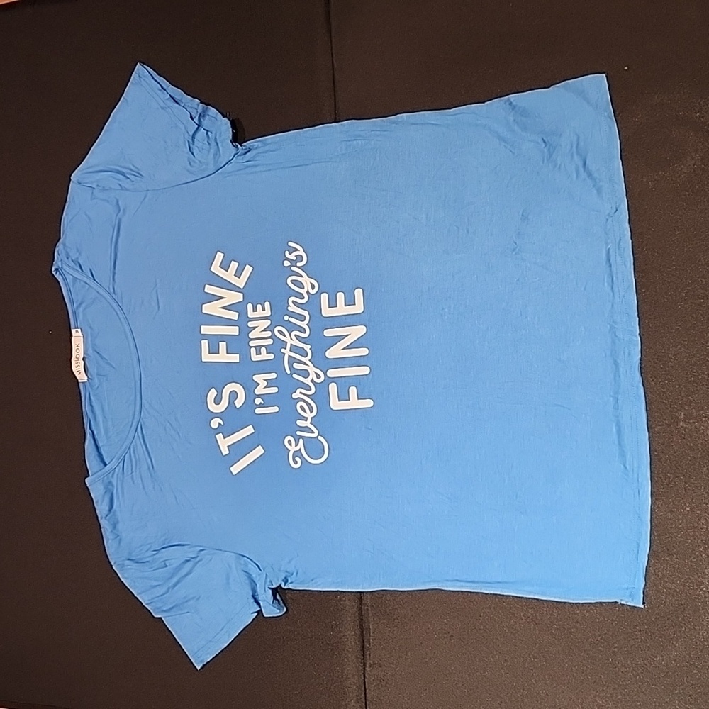 "It's Fine, I'm Fine, Everything is Fine" Jersey Blue T-Shirt, Women's Medium